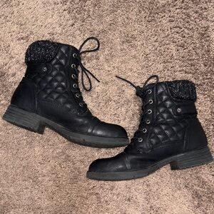 Stylish Black Quilted Combat Boots